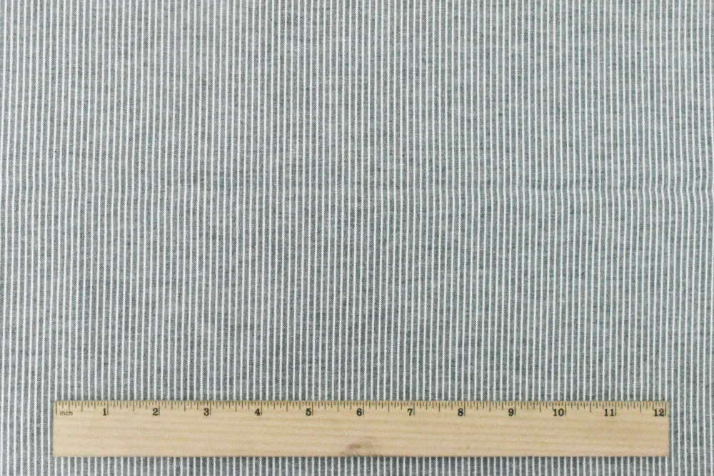 2 YD PC-Blue-White Stripe Stretch Cotton Chambray Woven Fabric