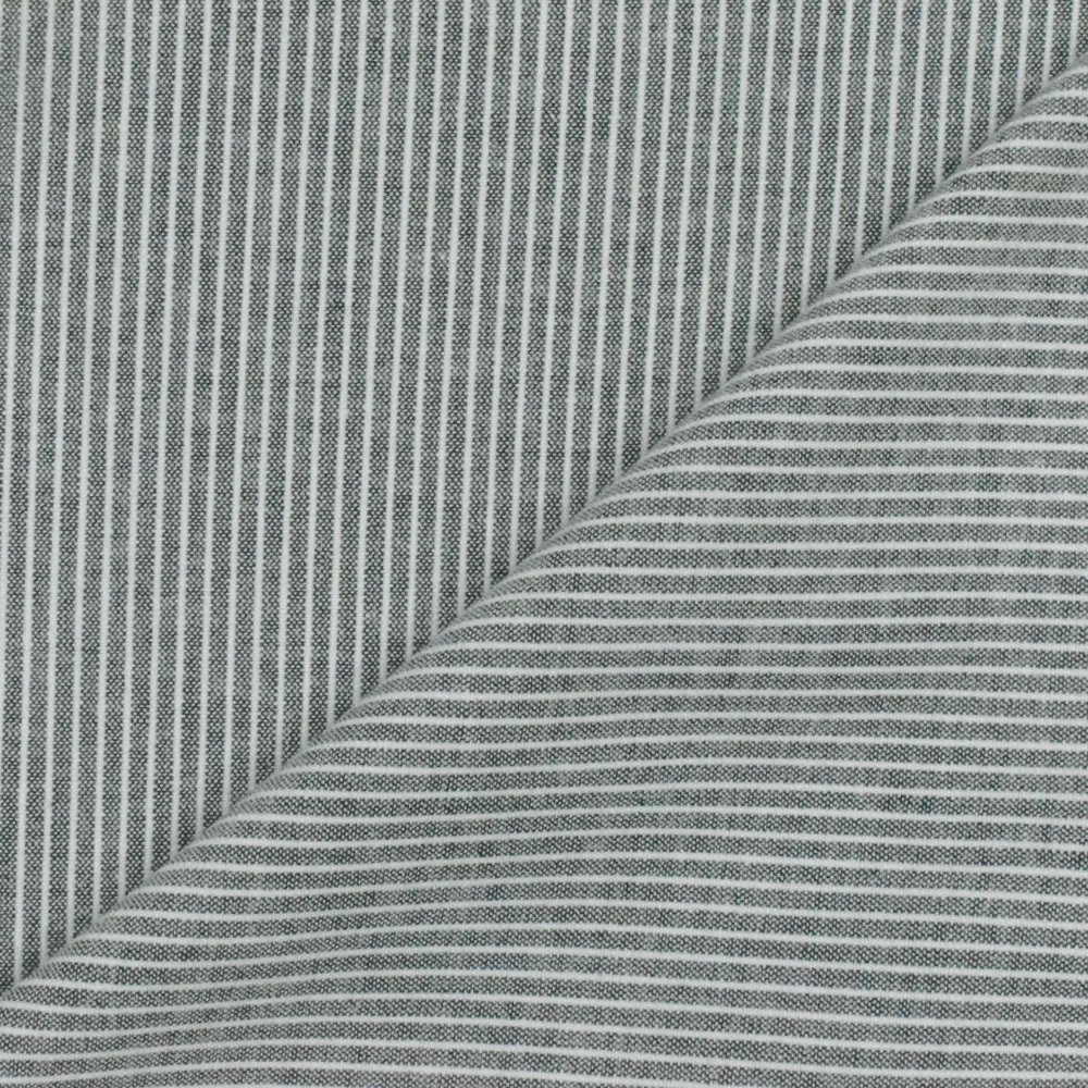 2 YD PC-Blue-White Stripe Stretch Cotton Chambray Woven Fabric