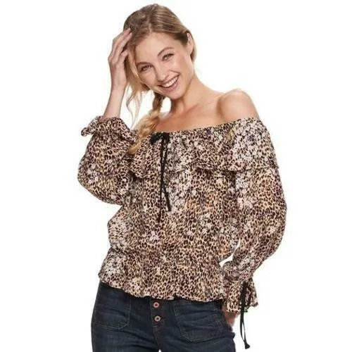 American Rag Juniors Printed Off-the-Shoulder Top