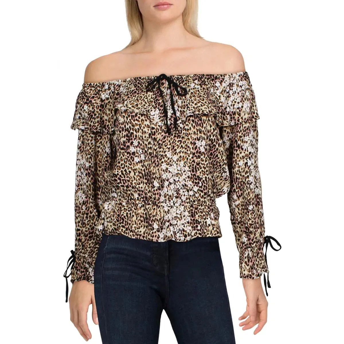 American Rag Juniors Printed Off-the-Shoulder Top