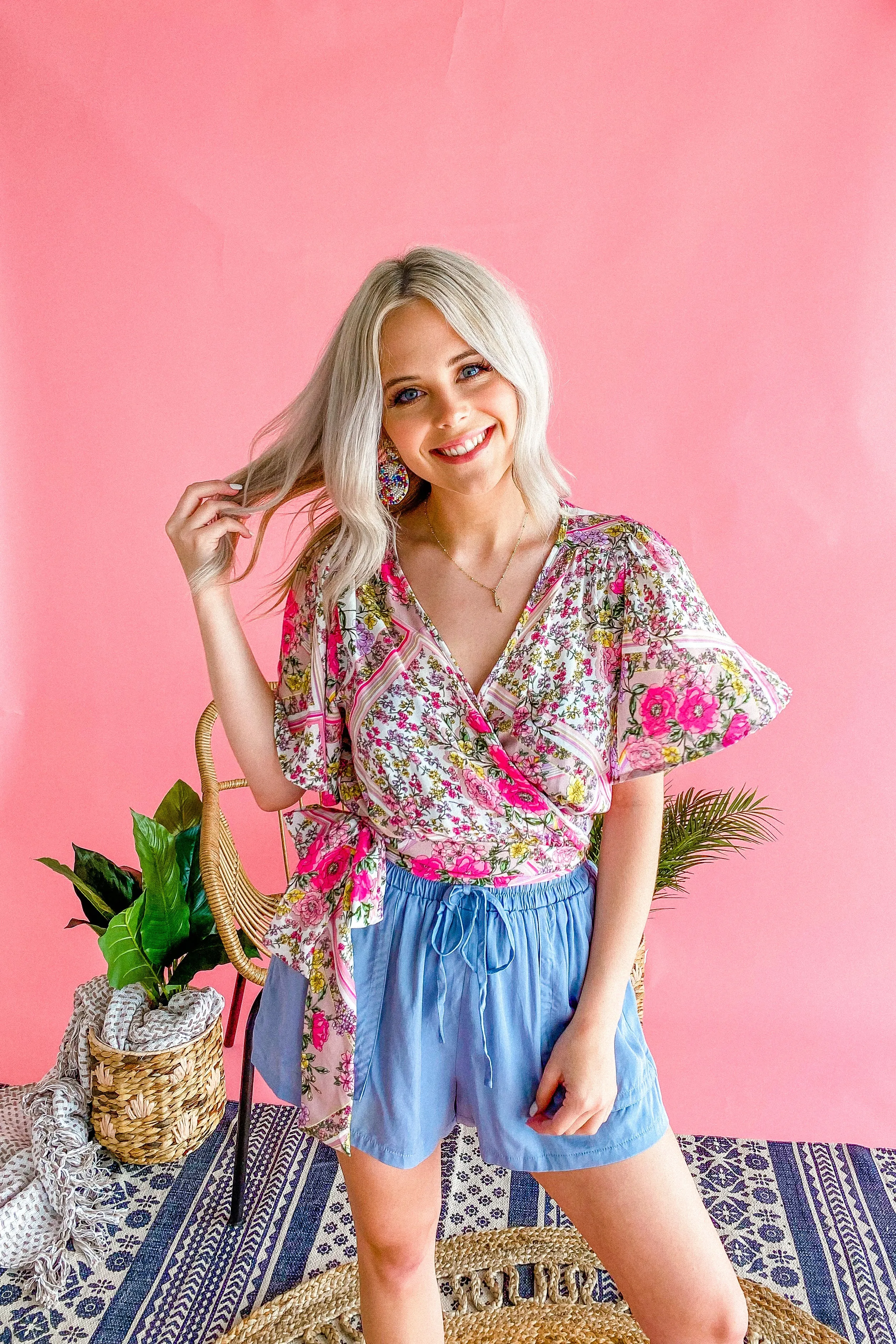 Ariella Floral Wrap Crop Top