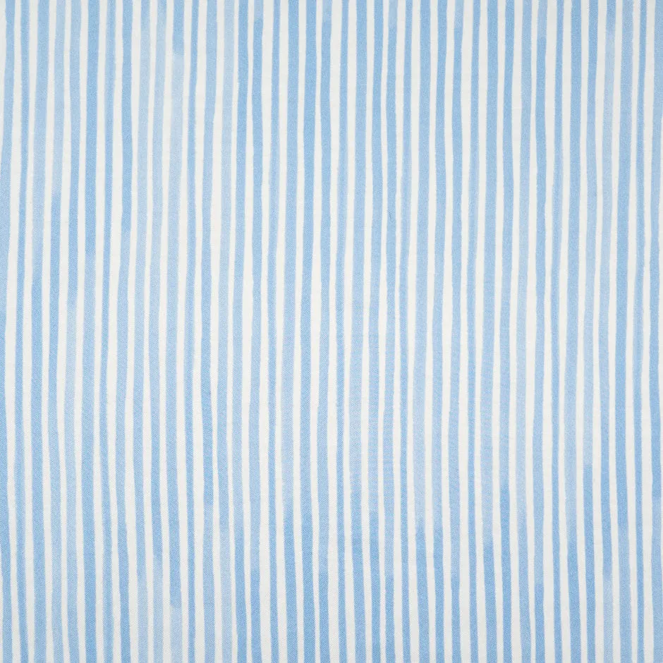 Baby Blue & White Striped Pure Silk Twill