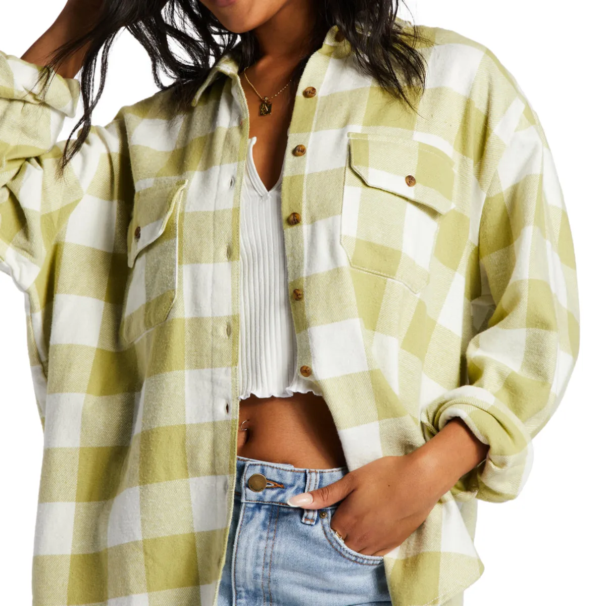 Billabong Women's So Stoked Long Sleeve Button-Up Flannel Shirt