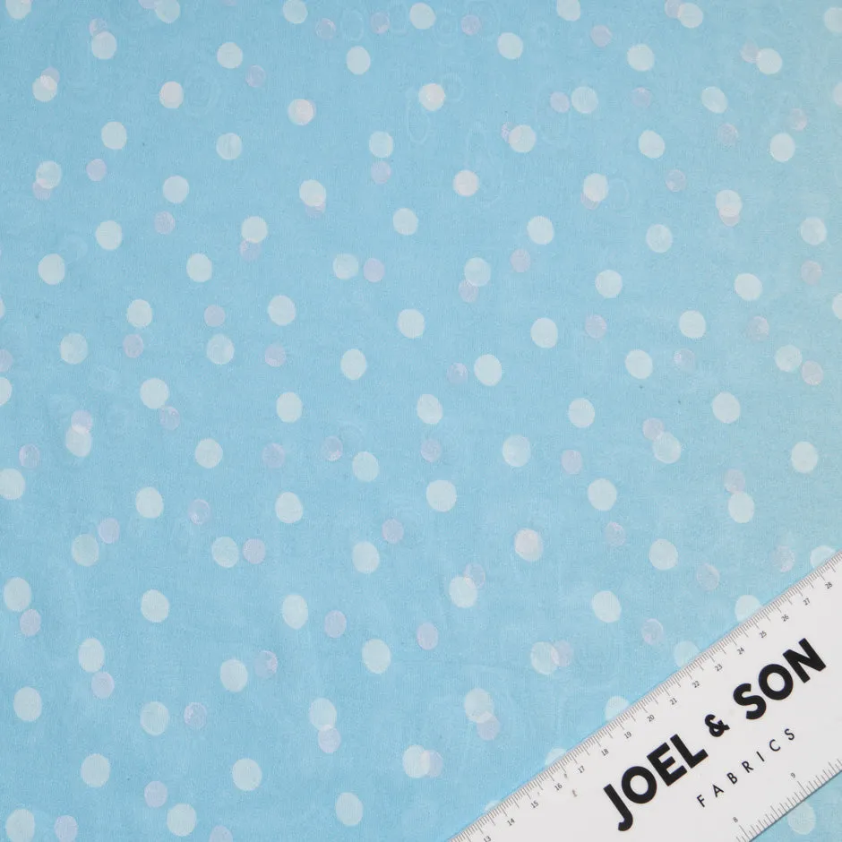 Blue to Vanilla Ombré Spot Vision Printed Silk Georgette