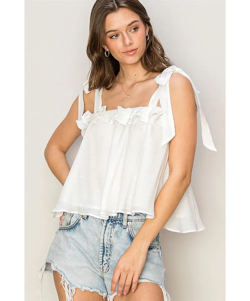 Caught Your Eye Tie-Shoulder Top