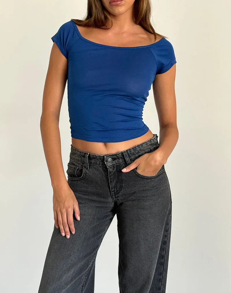 Charya Off The Shoulder Top in Dazzling Blue