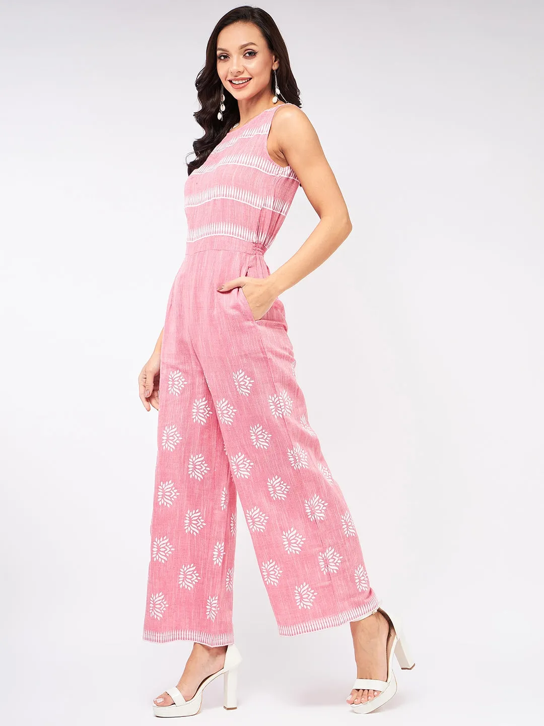 Cotton Printed Sleeveless Jumpsuit