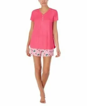 Cuddl Duds T-Shirt Top and Flamingo Print Shorts 2-Piece Pajama Set, Large