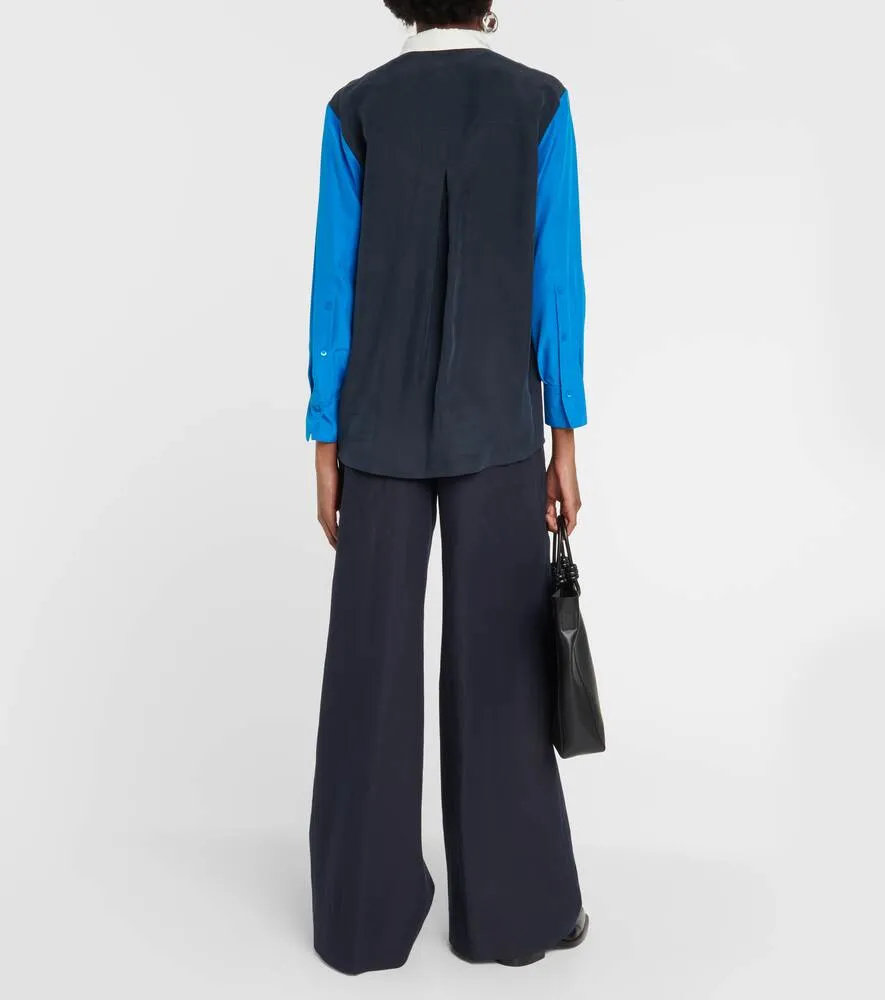 DOROTHEE SCHUMACHER color block silk blouse, blue