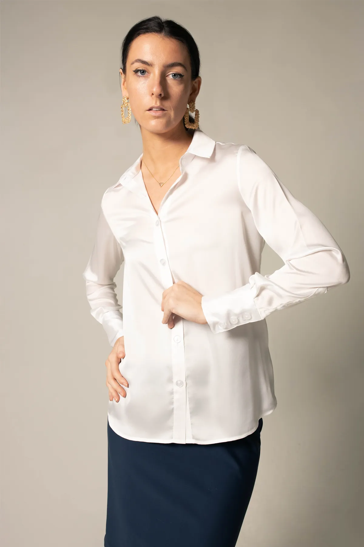 Elegance Silk Shirt in White