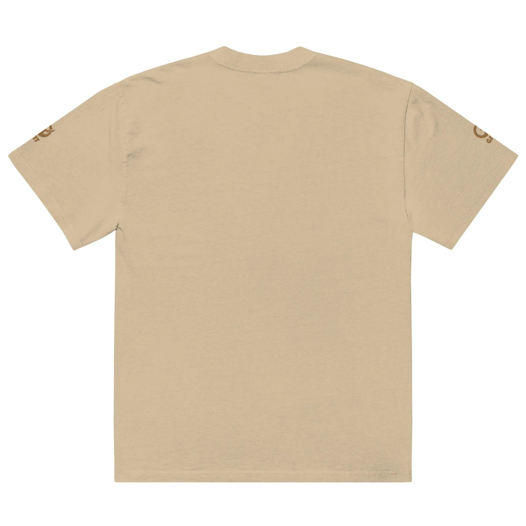 Embroidered Carded Cotton Oversized faded T-Shirt - Faded Khaki