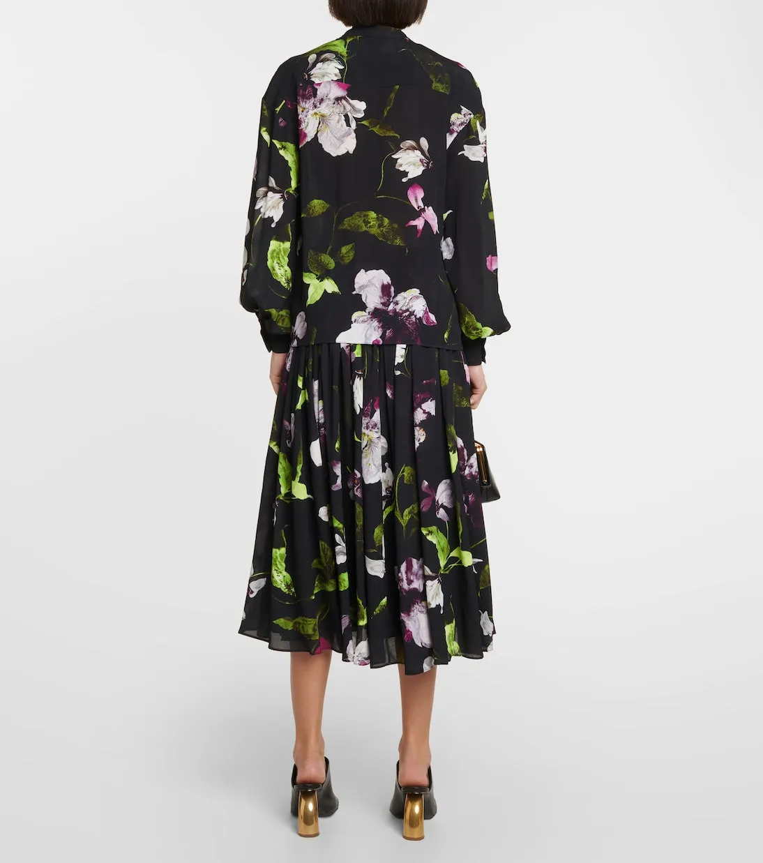 Erdem floral crepe blouse, black