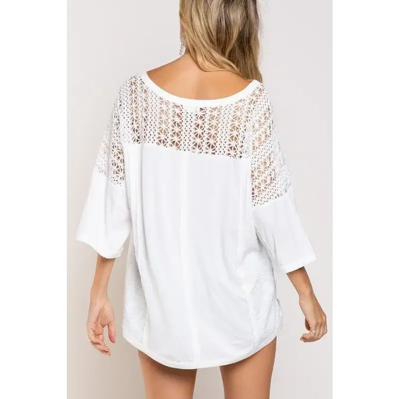 Feminine Boho Crochet Sleeve Top