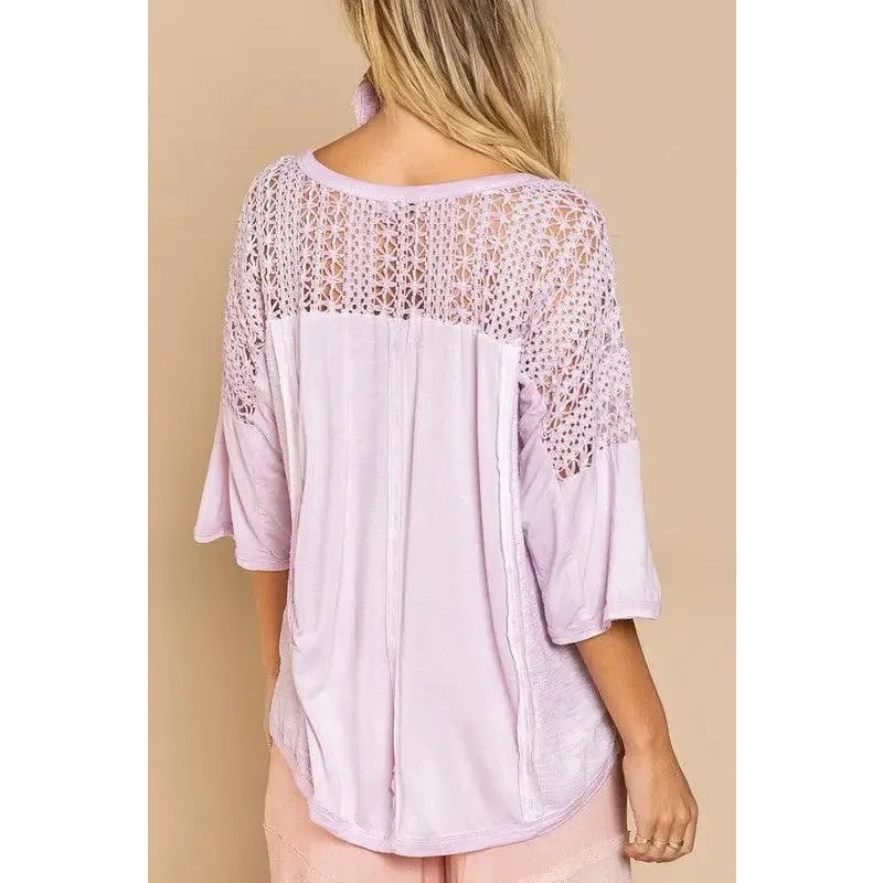 Feminine Boho Crochet Sleeve Top