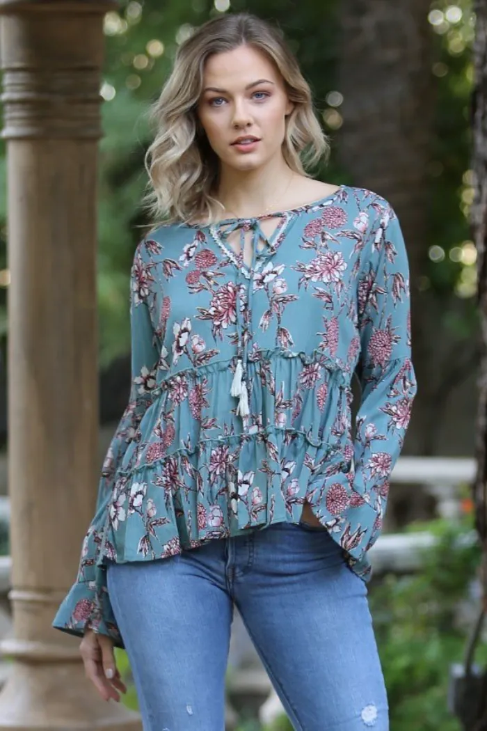 Floral bell sleeve