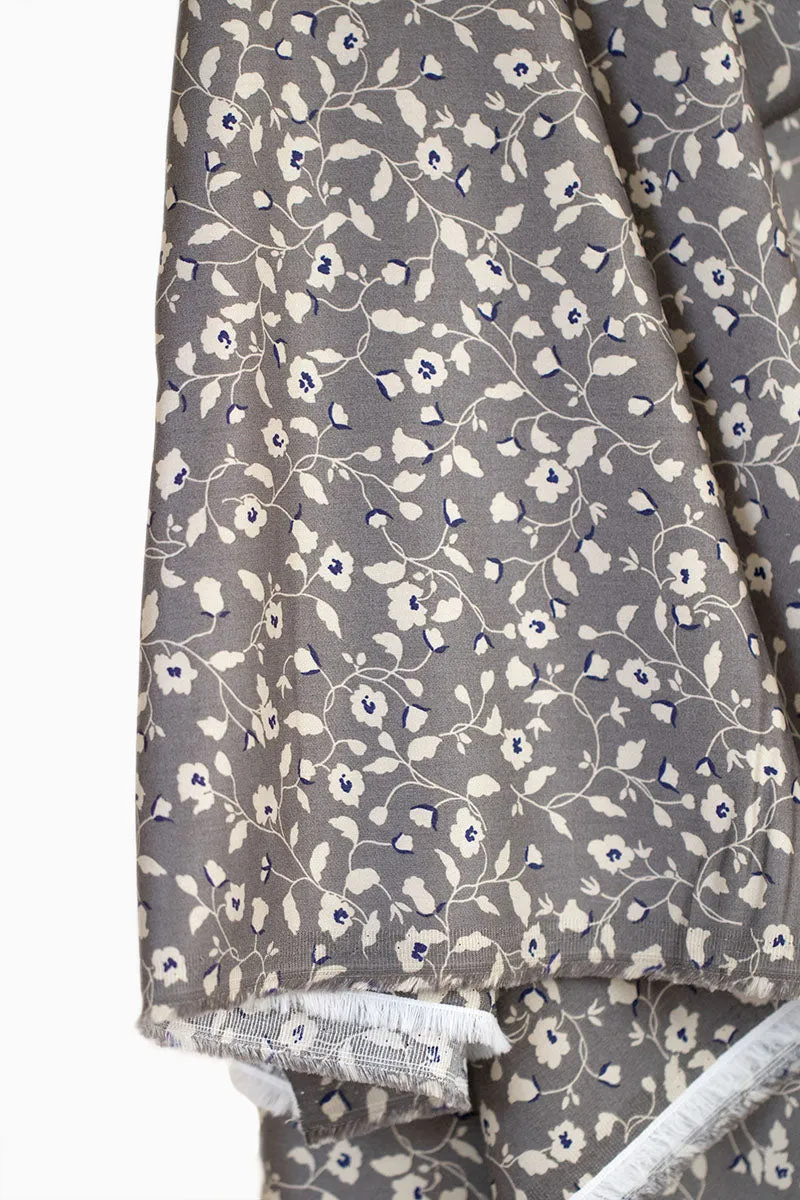 Floral Printed Rayon/Cotton Grey