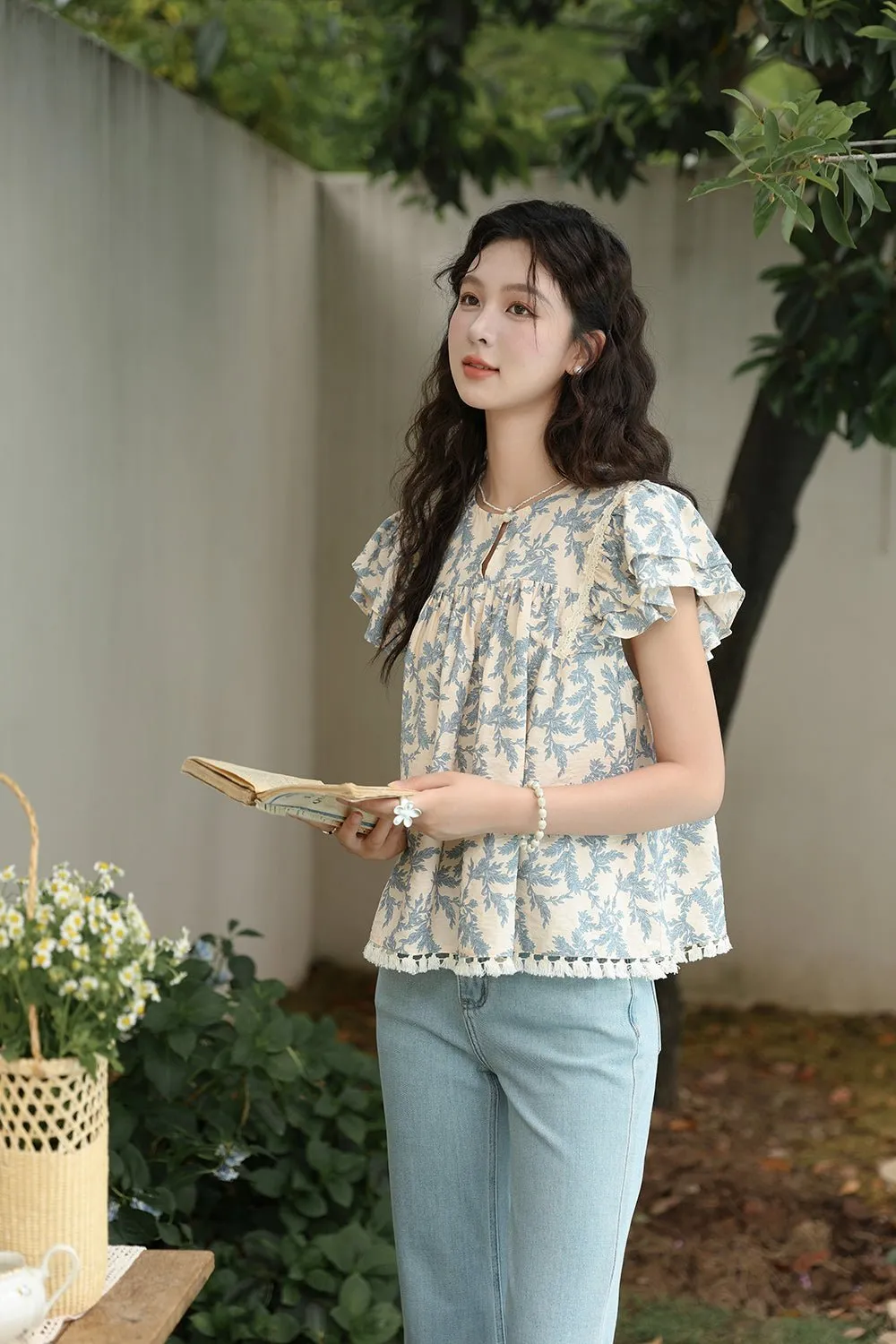 Floral Puff Sleeve Blouse for Women