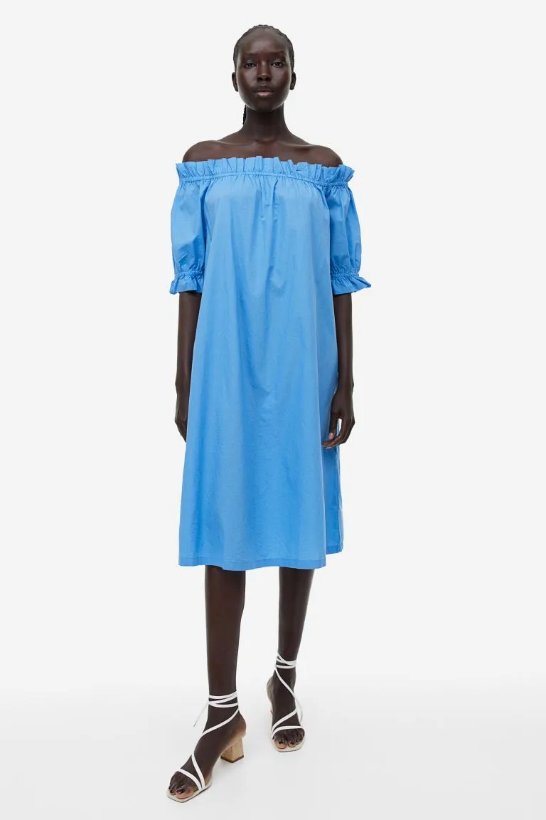 H&M off-shoulder dress, blue