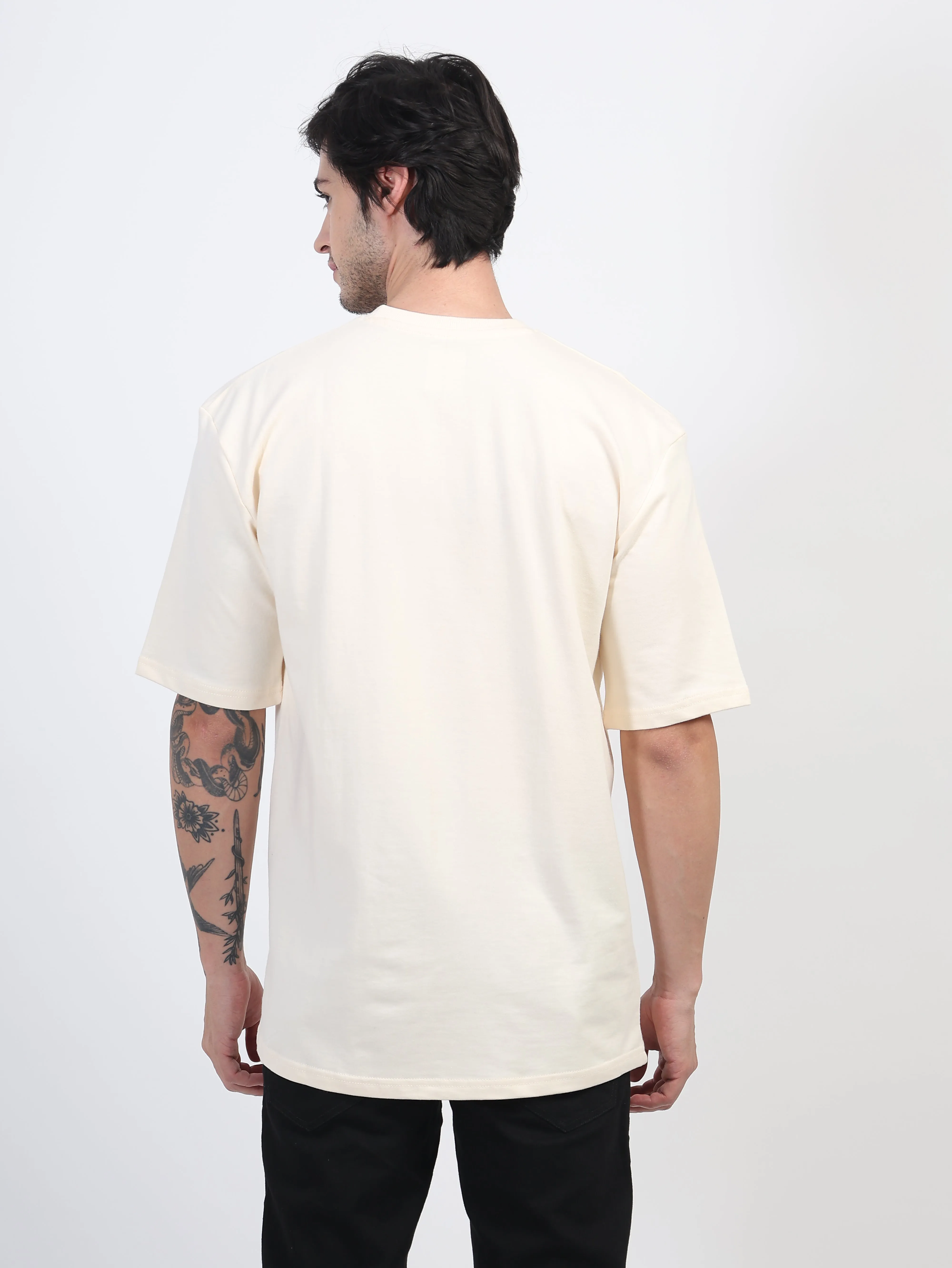 Heavyweight Oversized Solid T-Shirts Cream stone