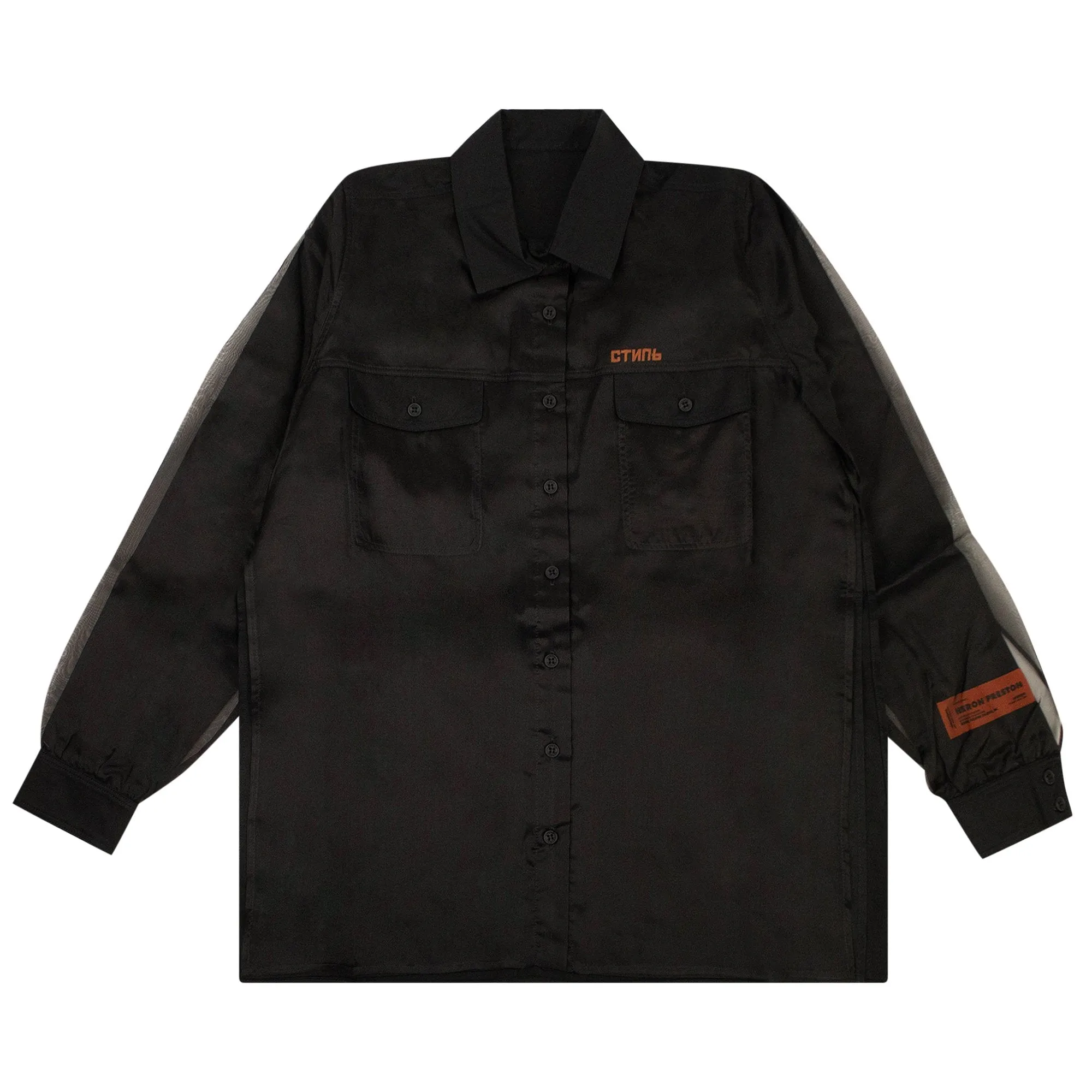 Heron Preston Double Layer Silk Shirt, Black