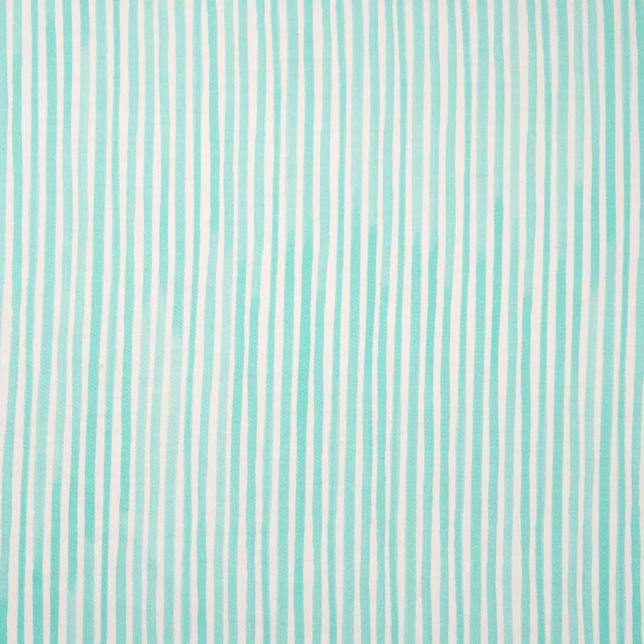 Ice Blue & White Striped Pure Silk Twill