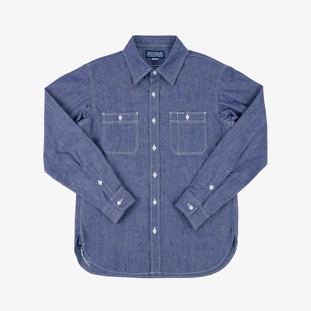 Iron Heart IHSH-363-NAV 10oz Organic Chambray Work Shirt - Navy Blue