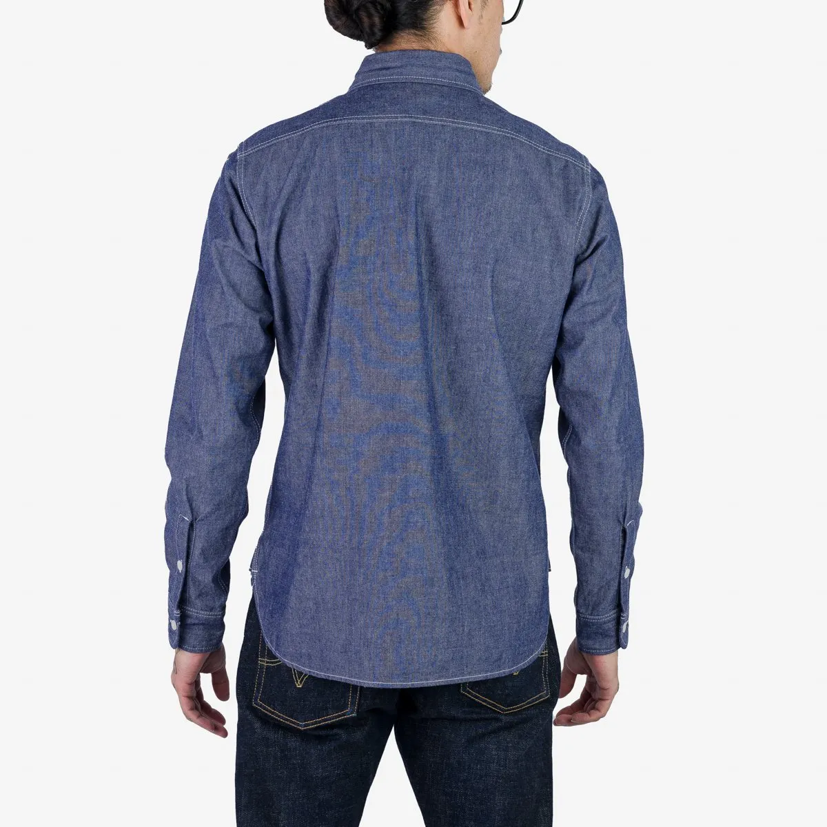 Iron Heart IHSH-363-NAV 10oz Organic Chambray Work Shirt - Navy Blue