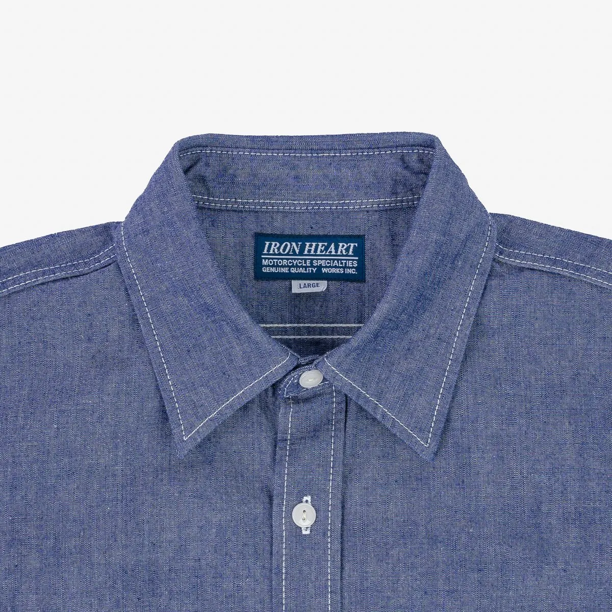 Iron Heart IHSH-363-NAV 10oz Organic Chambray Work Shirt - Navy Blue