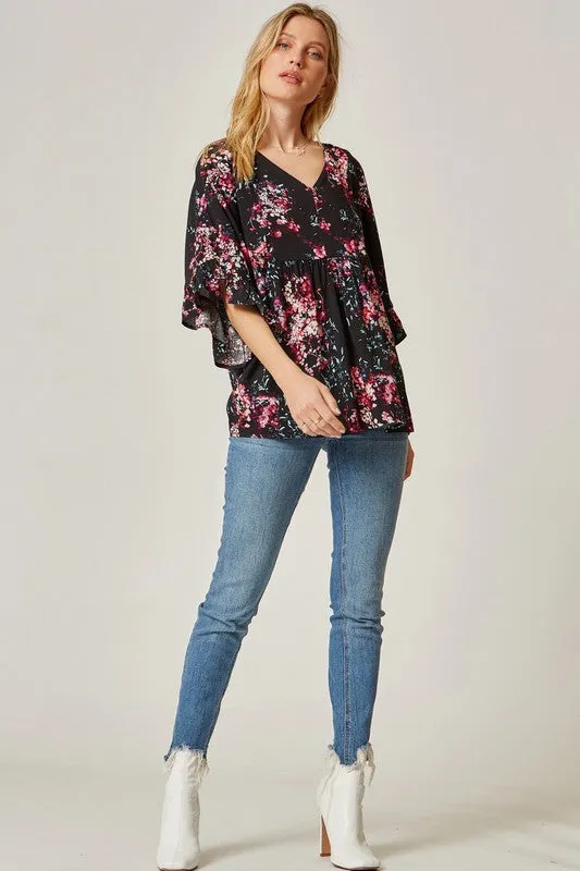 Kamila Floral Poncho Style Top