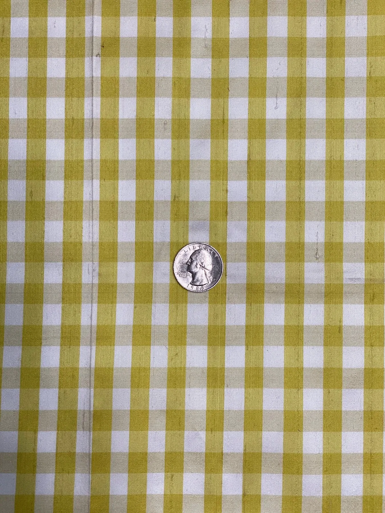 Lemon White Gingham Shantung 760 Fabric