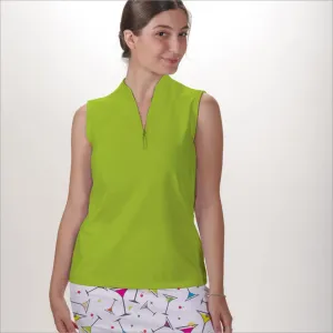 LIME SLEEVELESS QUARTER ZIP TOP