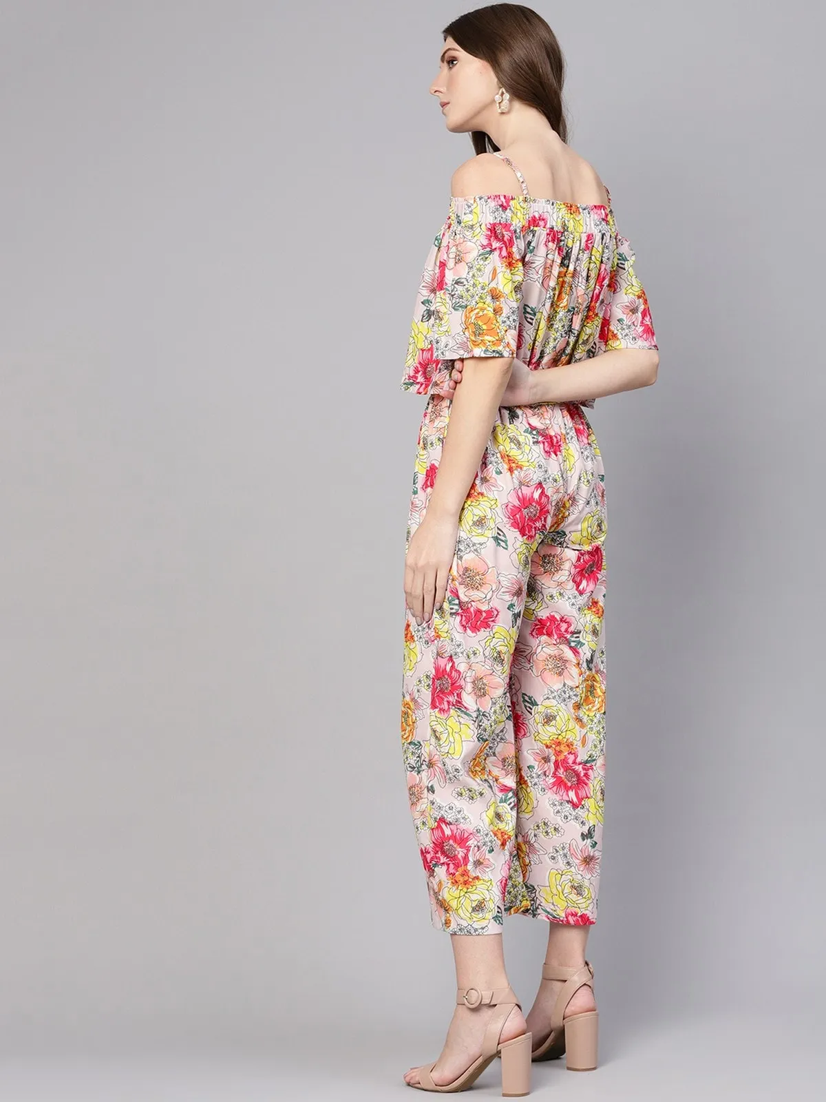 Linear Print Off-Shoulder Jumpsuit