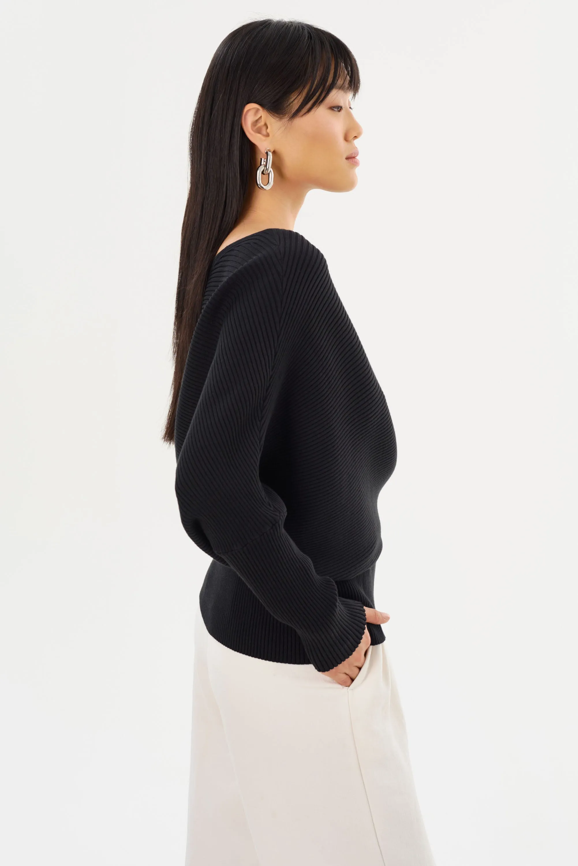 LORRAINE | Knit Off Shoulder Top