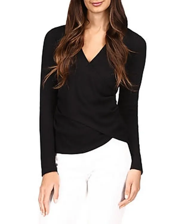 Michael Michael Kors Waffle Knit Wrap Front Top