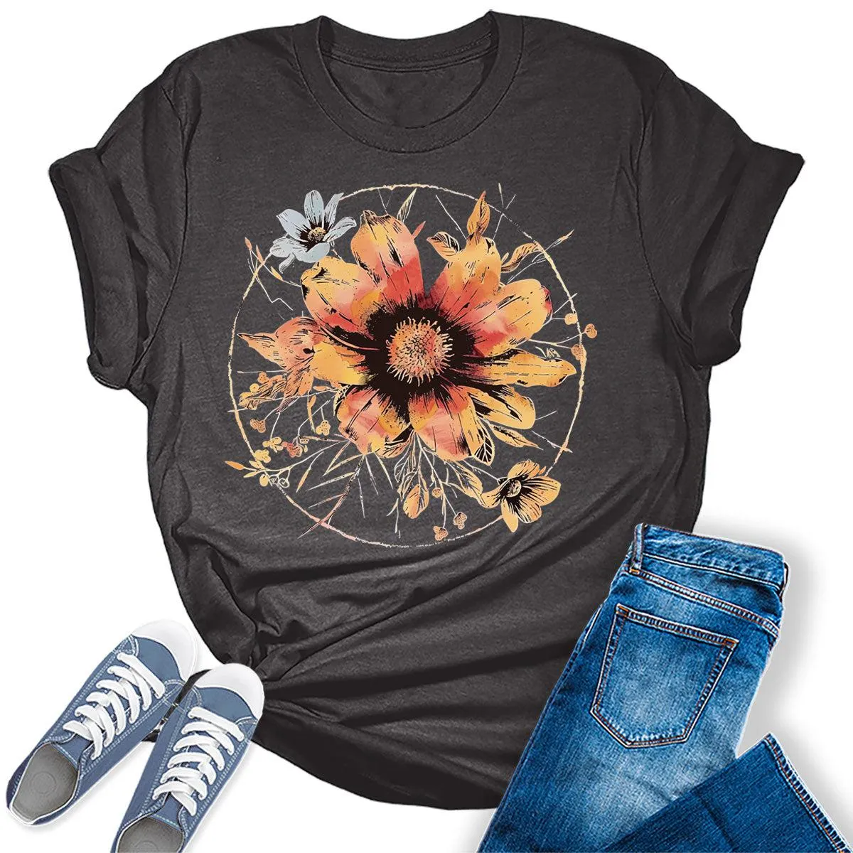 Moon Flower Shirt For Women Graphic Tees