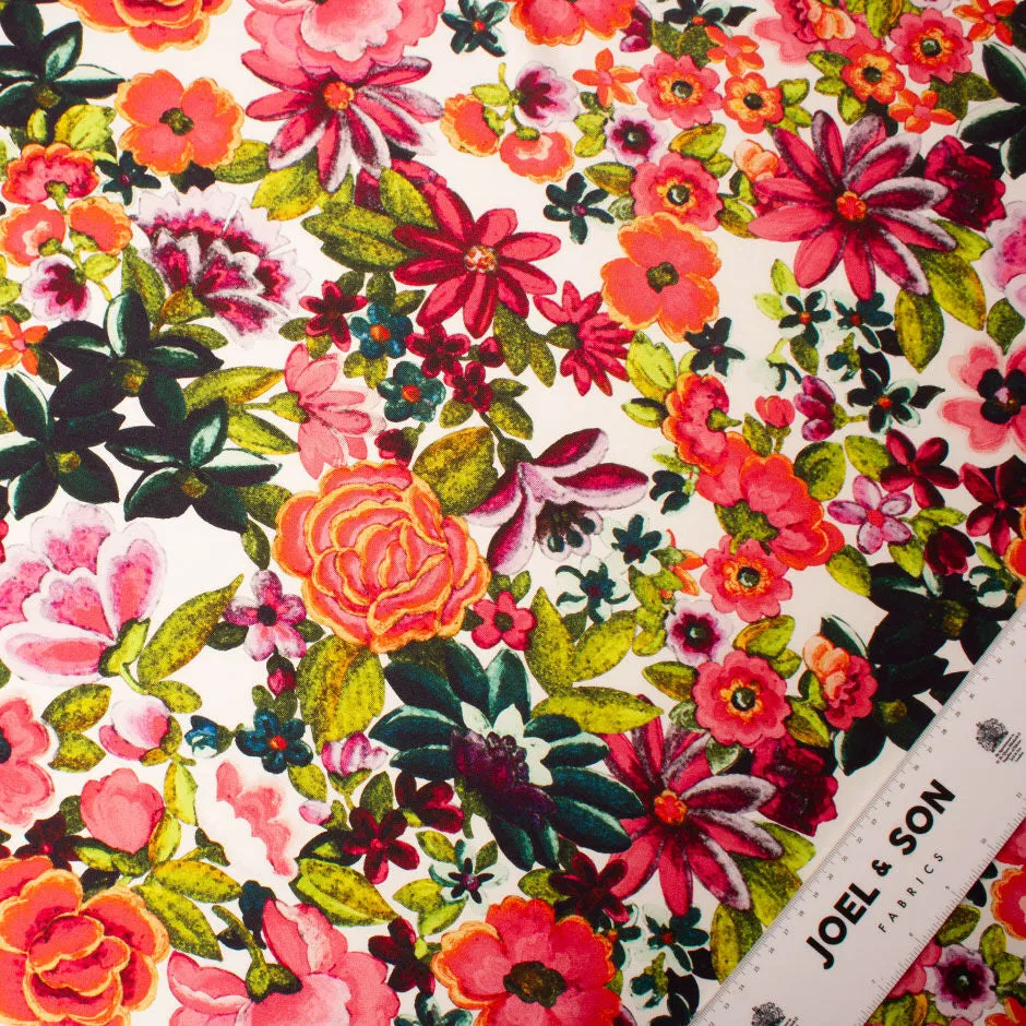 Multi-Coloured Multi Printed Floral Silk Twill