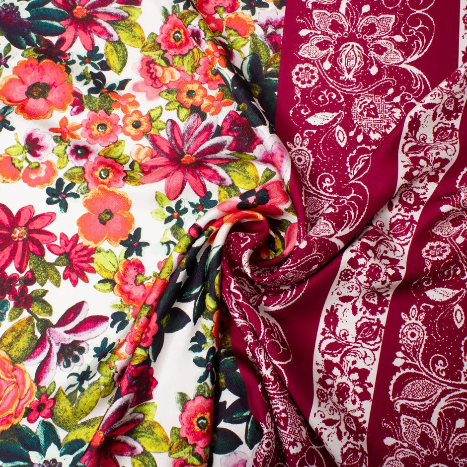 Multi-Coloured Multi Printed Floral Silk Twill