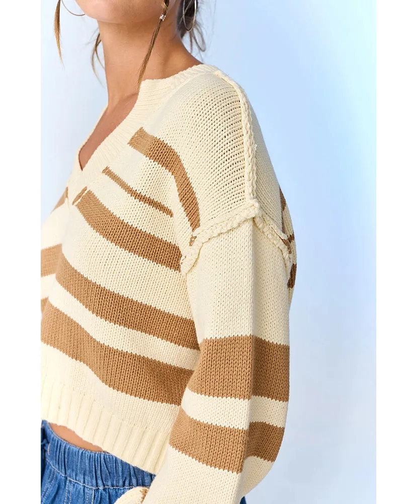 Nancy V-Neck Stripe Sweater Top