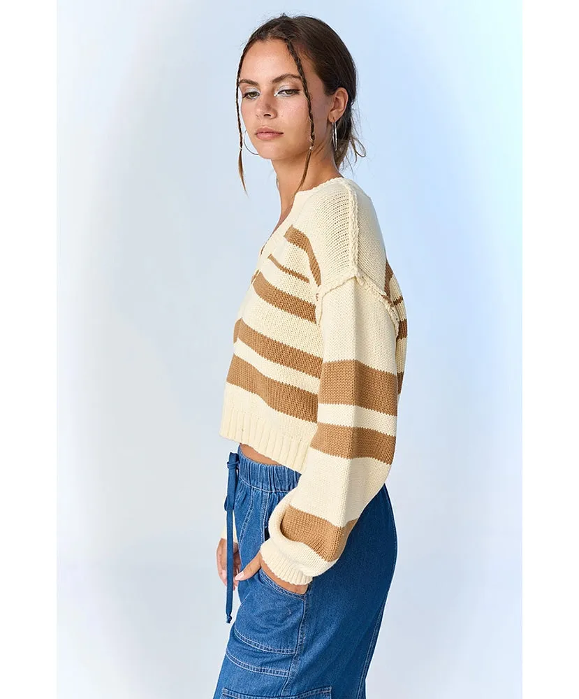 Nancy V-Neck Stripe Sweater Top