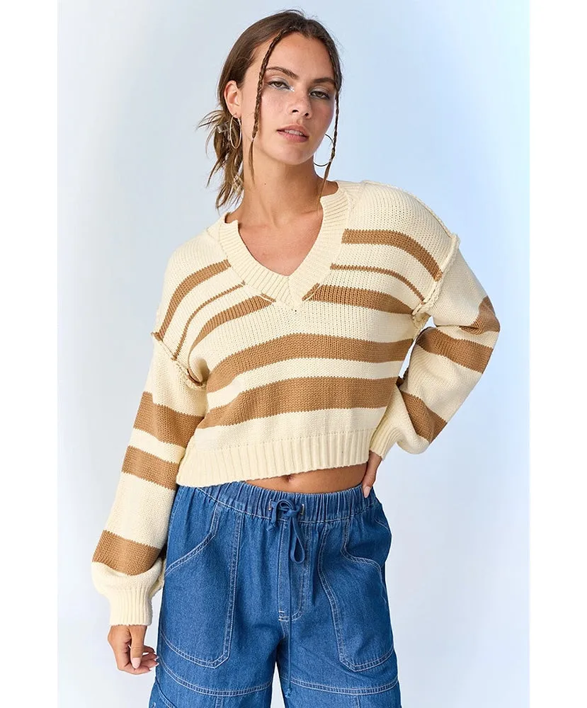 Nancy V-Neck Stripe Sweater Top