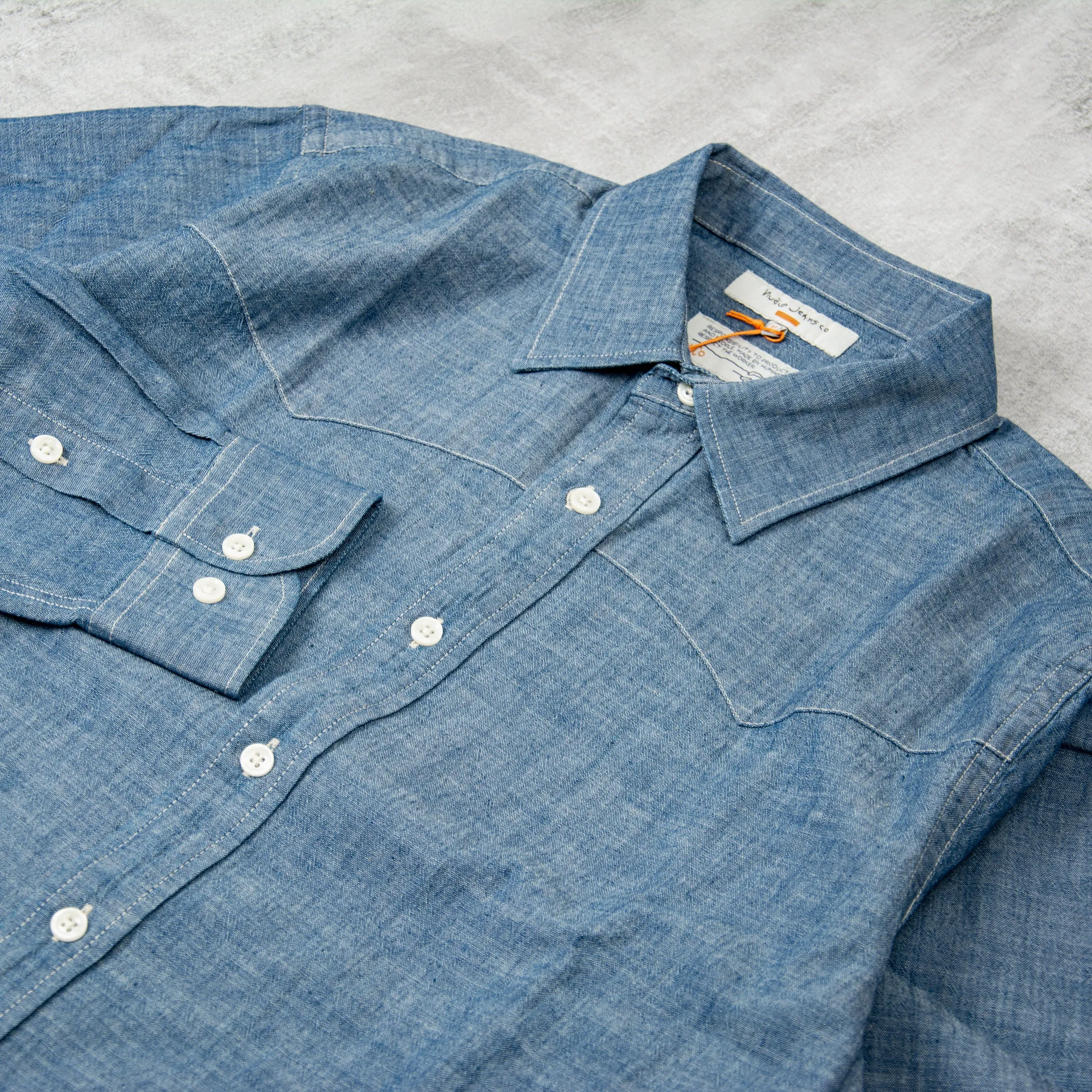 Nudie George Chambray Shirt - Blue