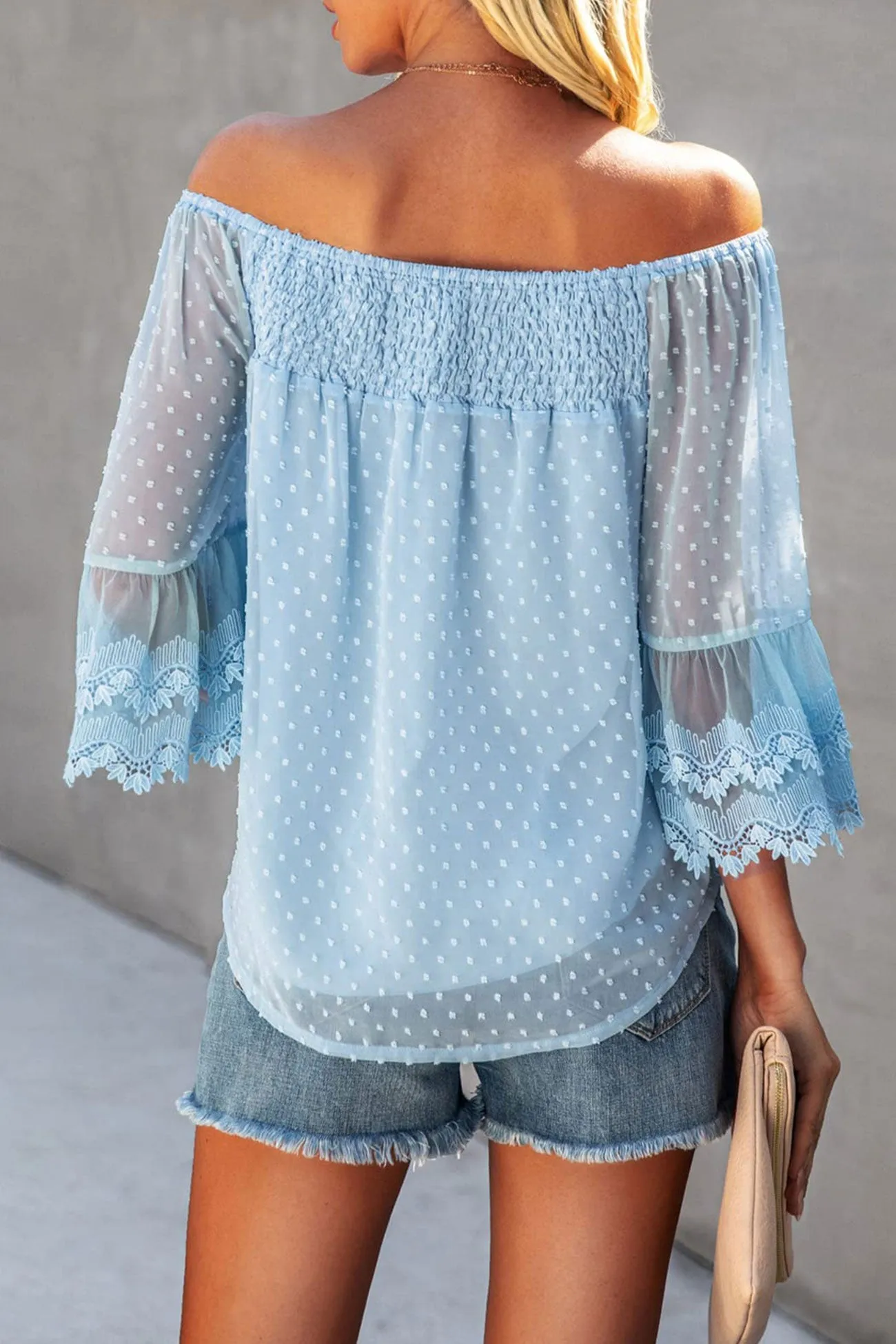 Off-shoulder Flares Sleeve Ruffle Chiffon Tops