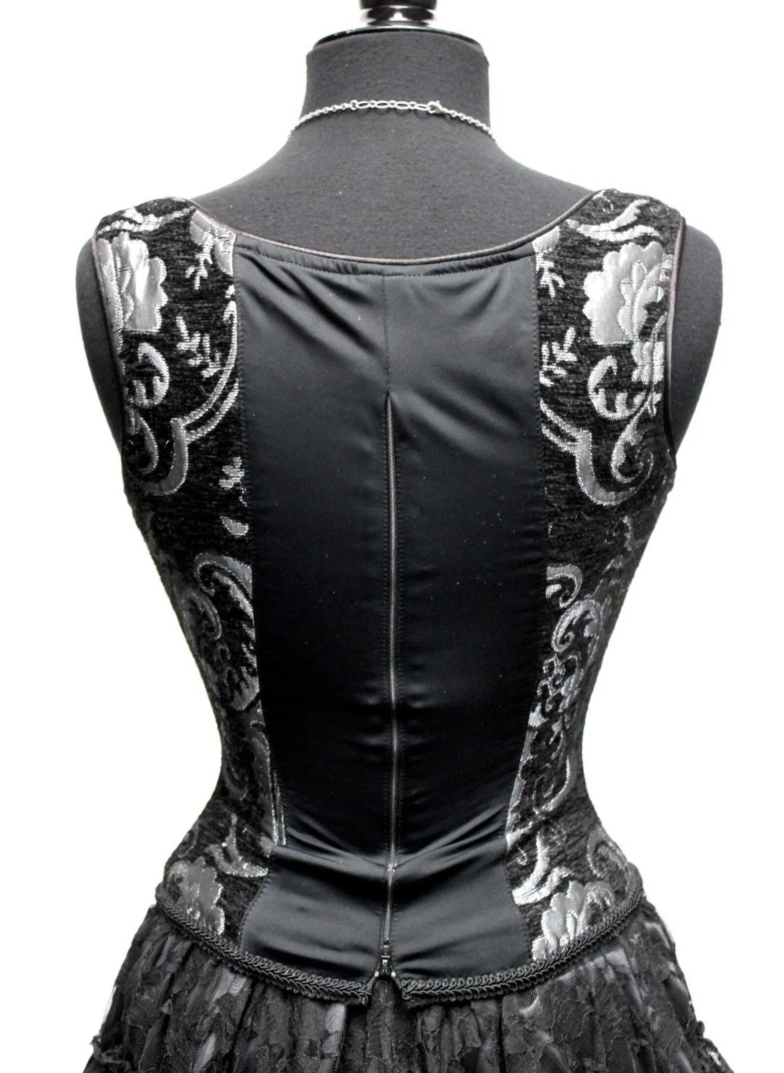 PIN BODICE - SILVER/BLACK TAPESTRY