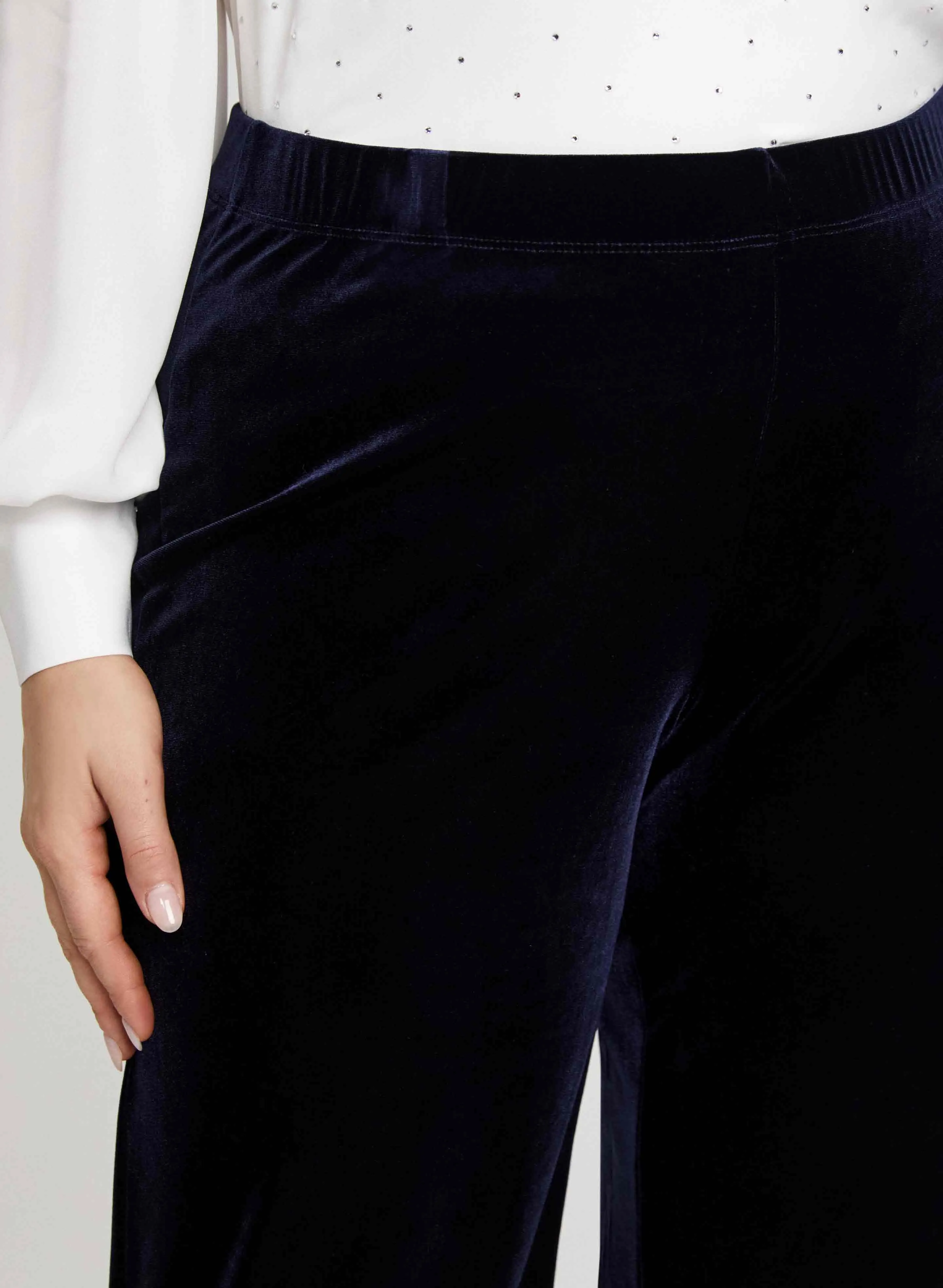 Pull-On Wide Leg Velour Pants