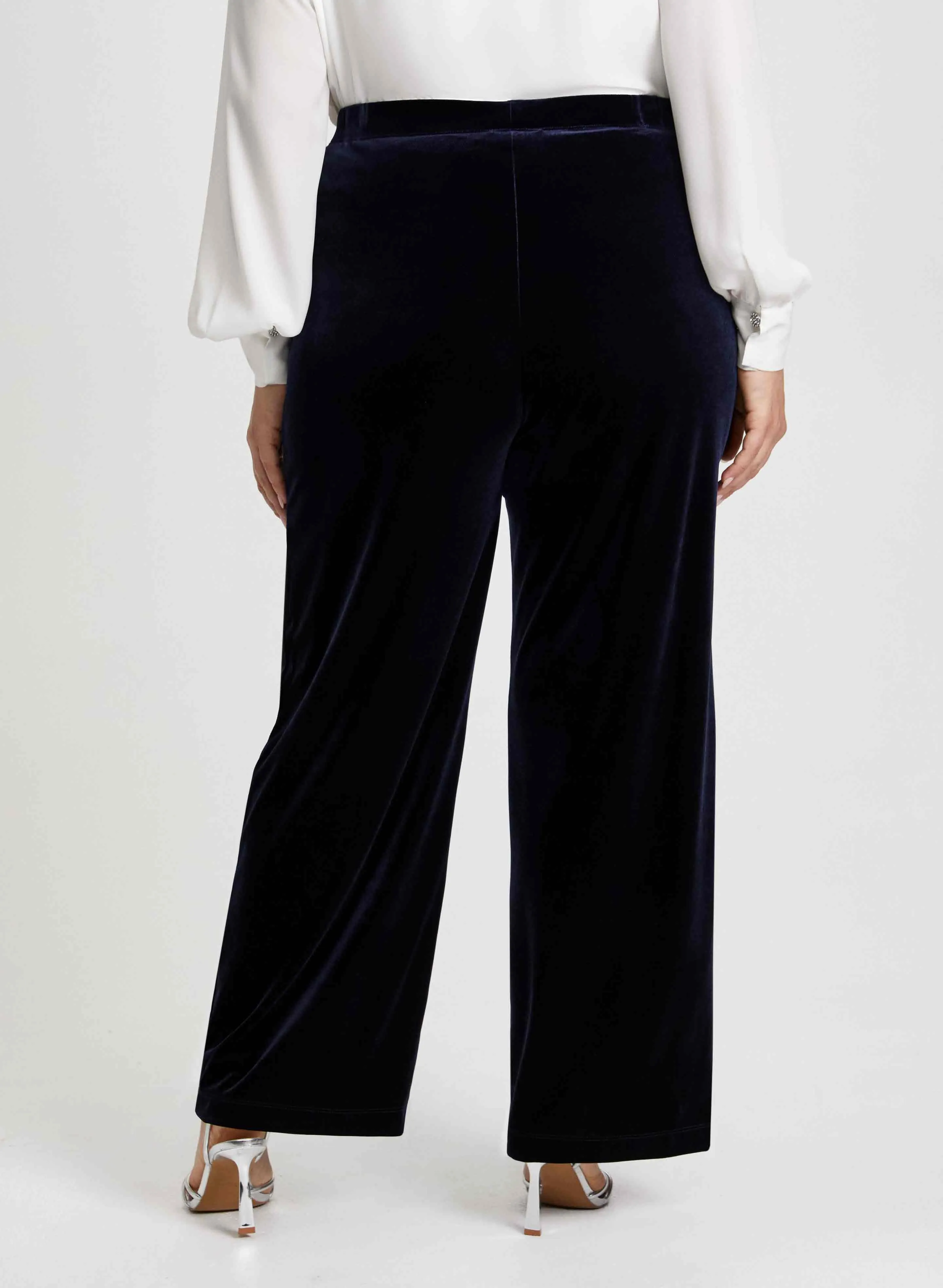 Pull-On Wide Leg Velour Pants