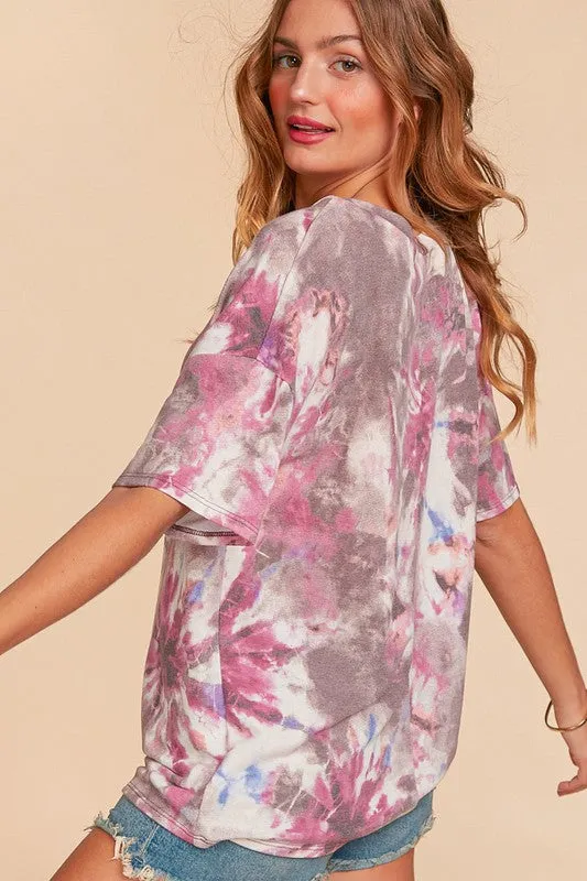 PURPLE SPLASH Plus Size Tie Dye Top