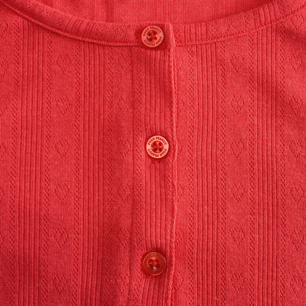 Red Women's Pointelle Henley Top