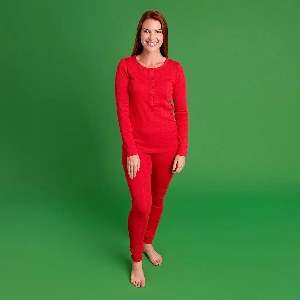 Red Women's Pointelle Henley Top