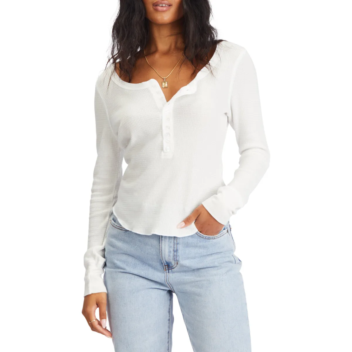 Roxy Women's My Henley Knit Long Sleeve Top