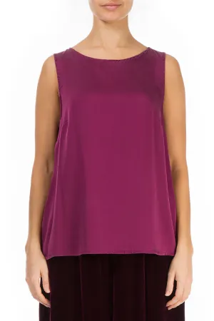 Sleeveless Magenta Silk Top